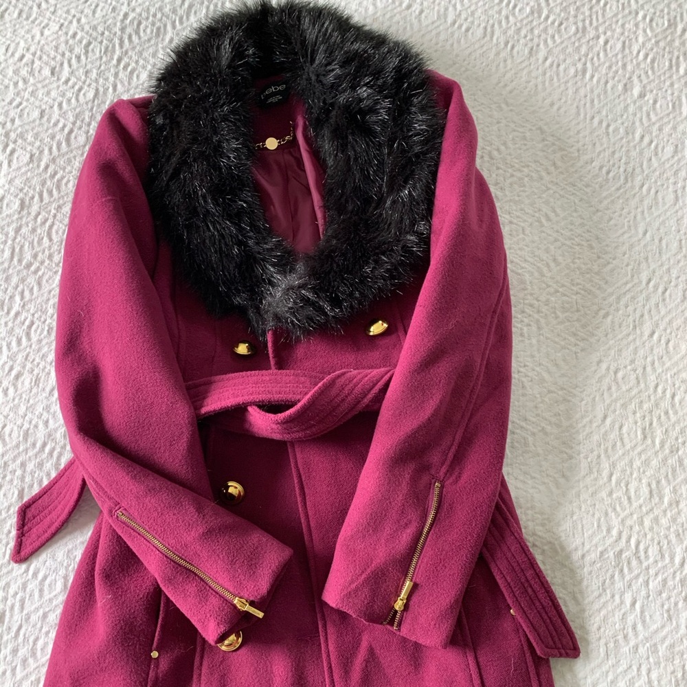 Bebe faux fur lined coat